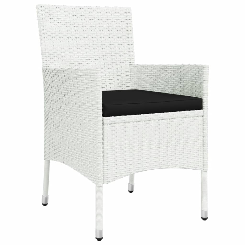 vidaXL 5-delige Tuinset met kussens poly rattan wit