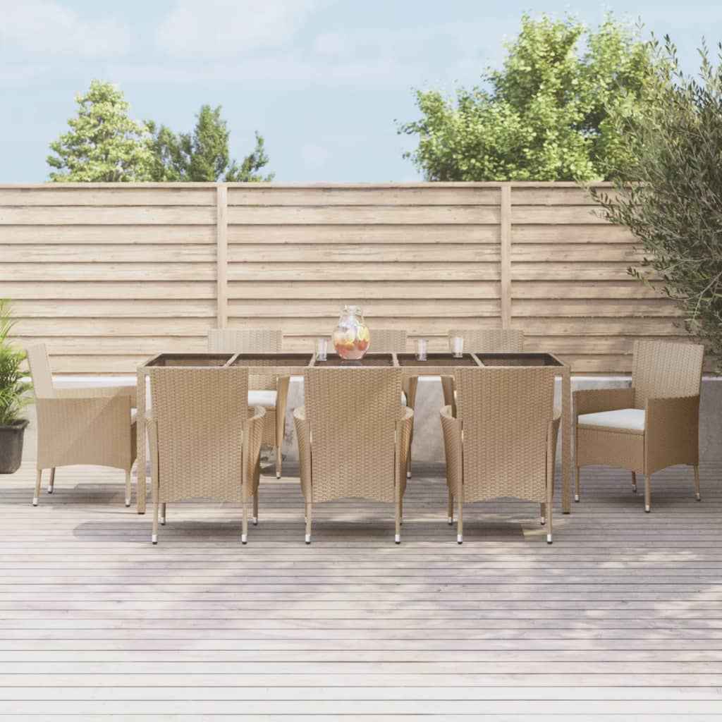 vidaXL 3-delige Tuinset met kussens poly rattan beige