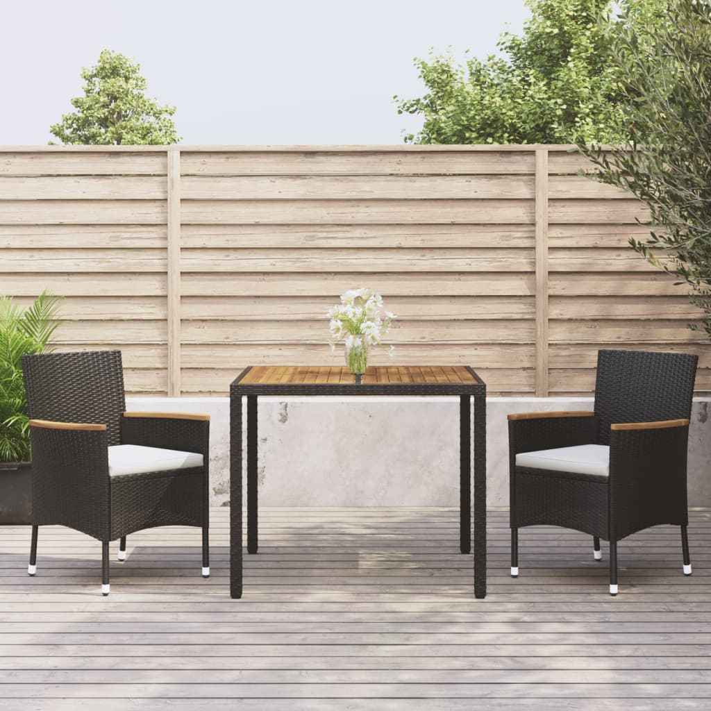 vidaXL 7-delige Tuinset met kussens poly rattan zwart