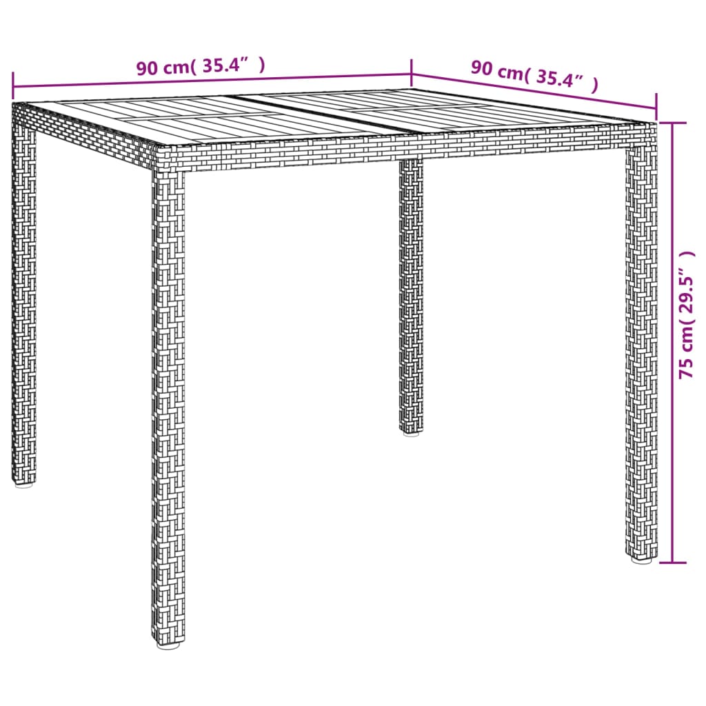 vidaXL 7-delige Tuinset met kussens poly rattan zwart