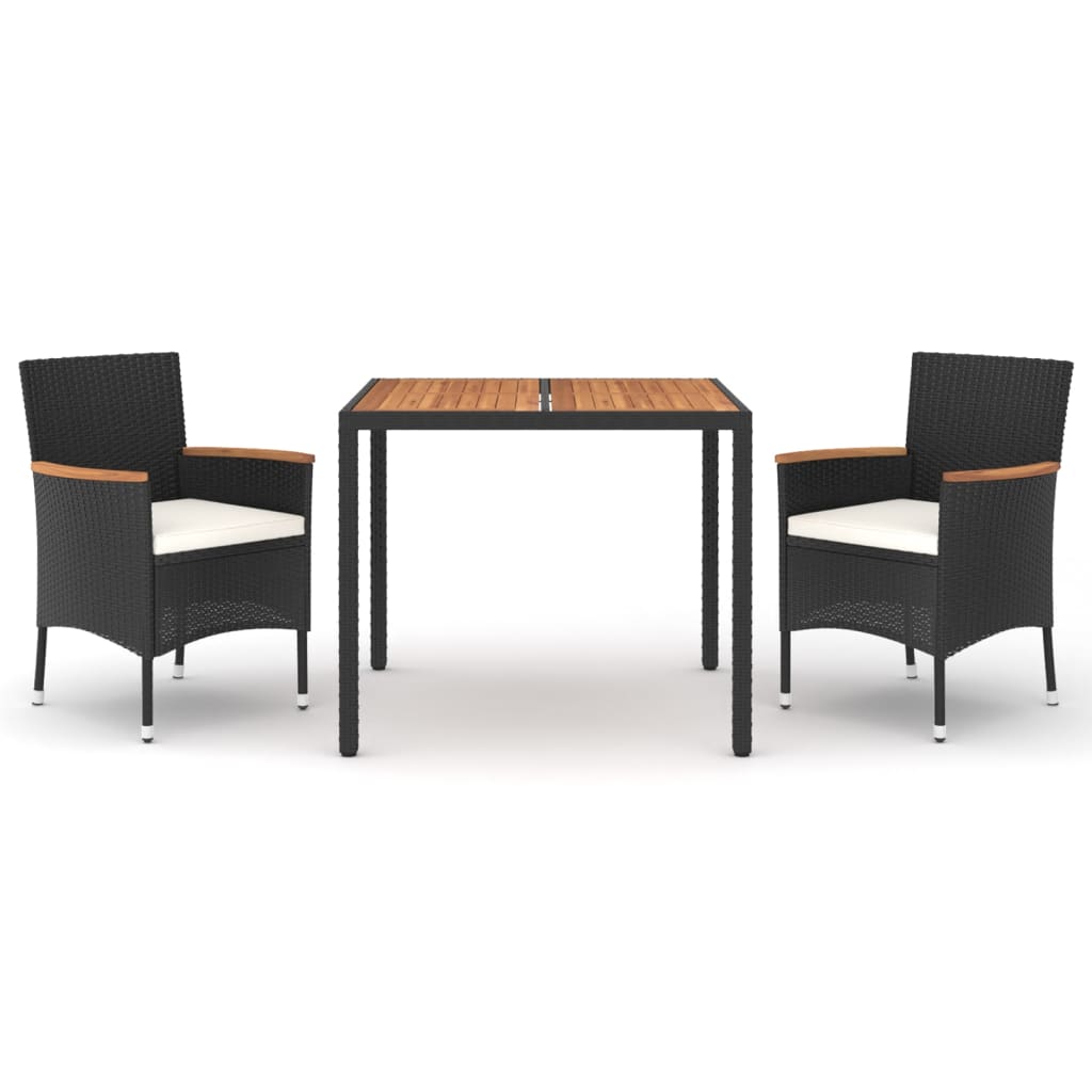 vidaXL 7-delige Tuinset met kussens poly rattan zwart