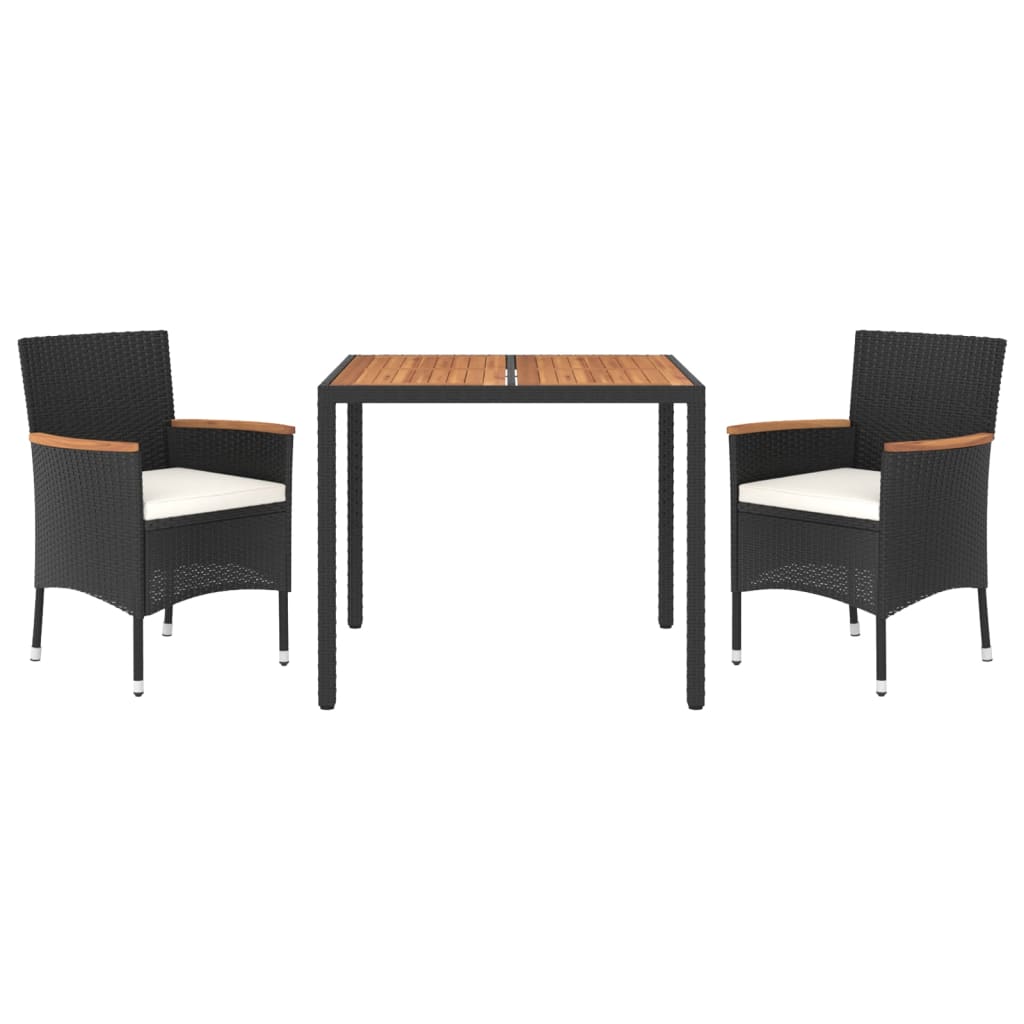 vidaXL 7-delige Tuinset met kussens poly rattan zwart