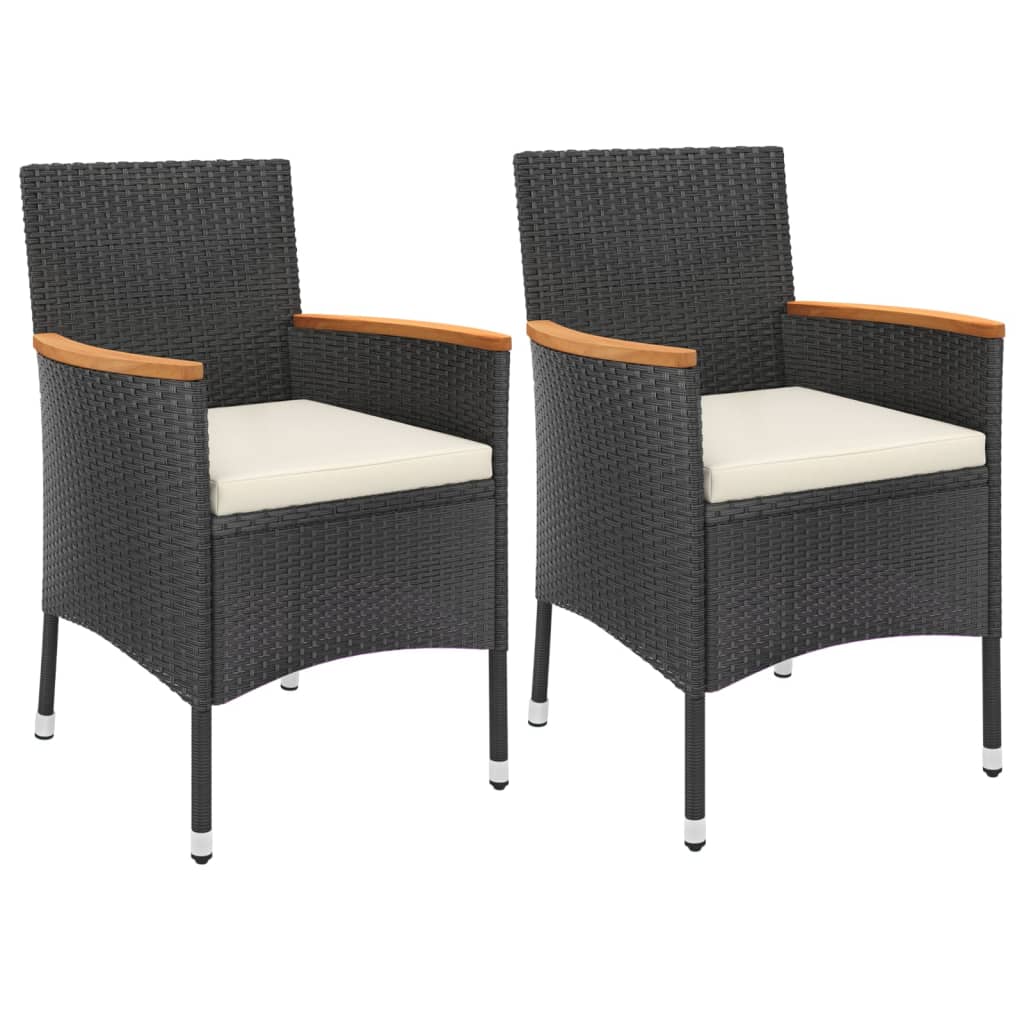 vidaXL 7-delige Tuinset met kussens poly rattan zwart
