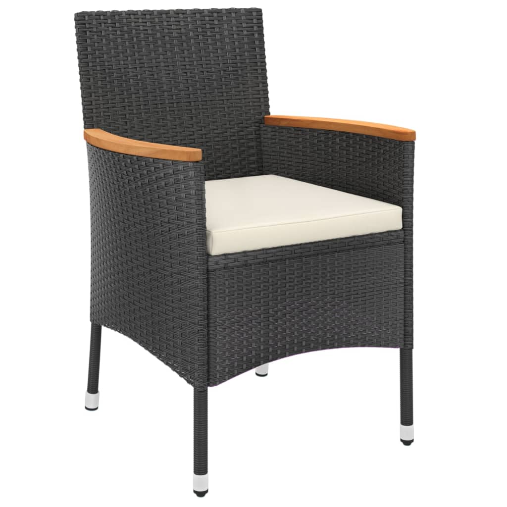 vidaXL 7-delige Tuinset met kussens poly rattan zwart
