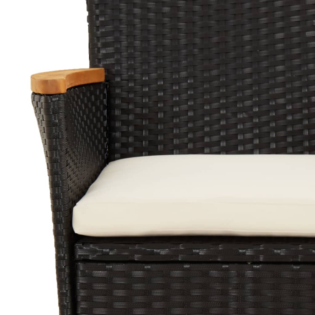 vidaXL 7-delige Tuinset met kussens poly rattan zwart