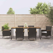 vidaXL 7-delige Tuinset met kussens poly rattan zwart