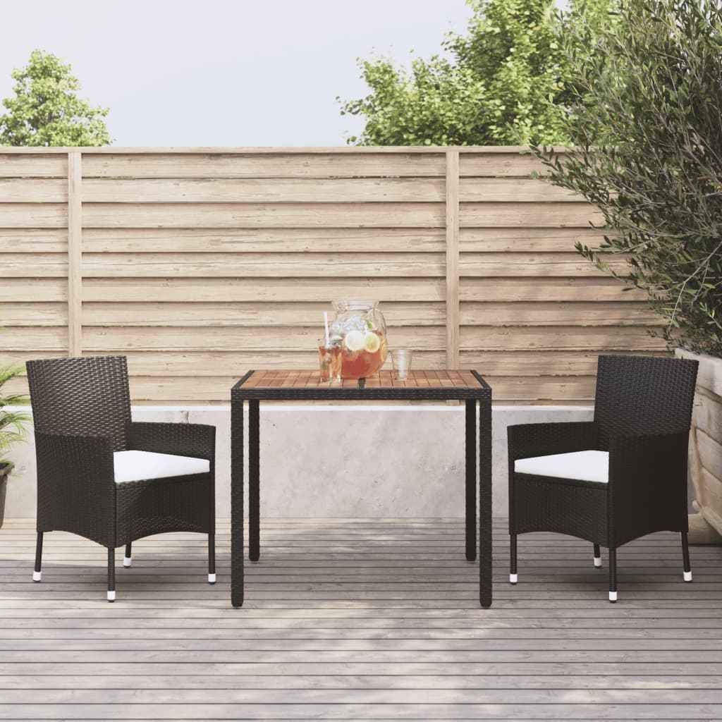 vidaXL 5-delige Tuinset met kussens poly rattan zwart