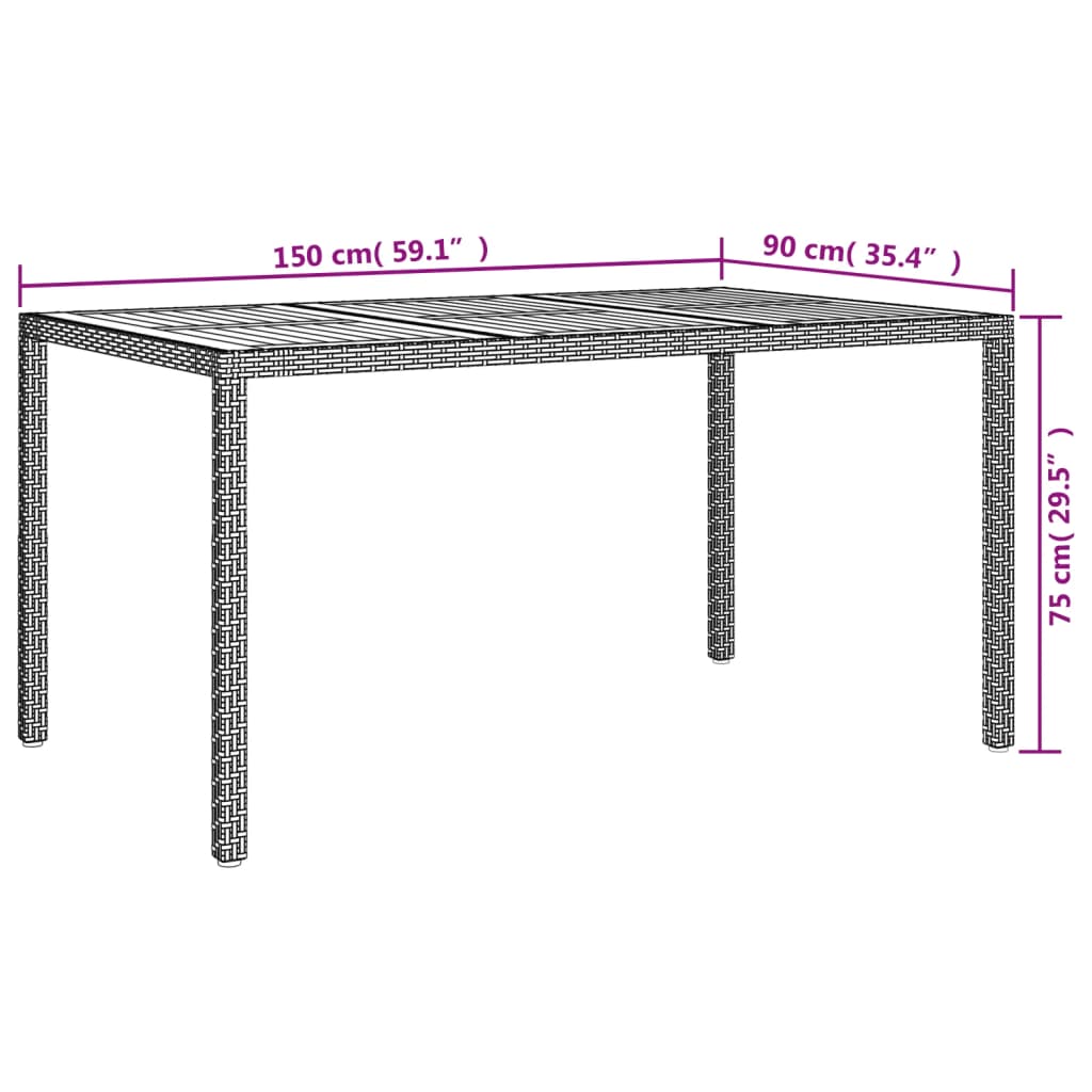 vidaXL 5-delige Tuinset met kussens poly rattan zwart