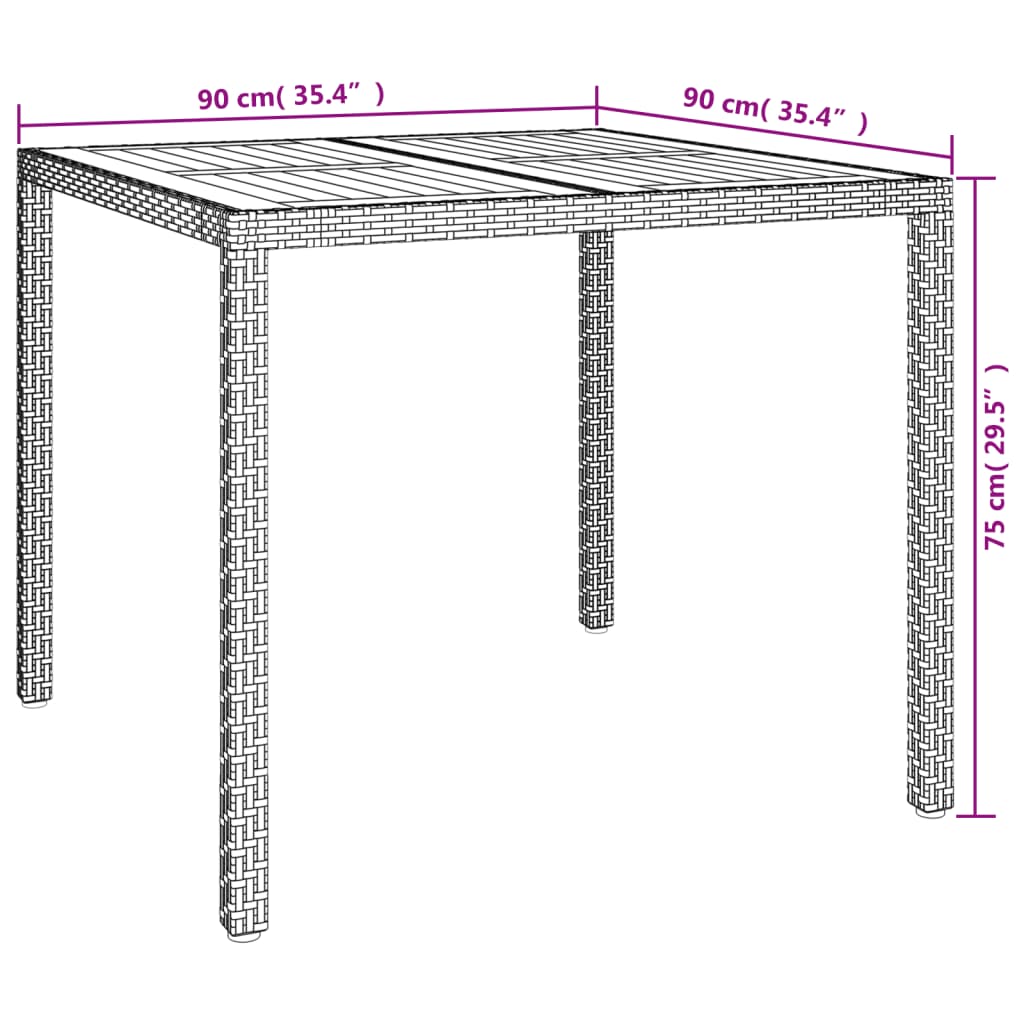 vidaXL 3-delige Tuinset met kussens poly rattan grijs