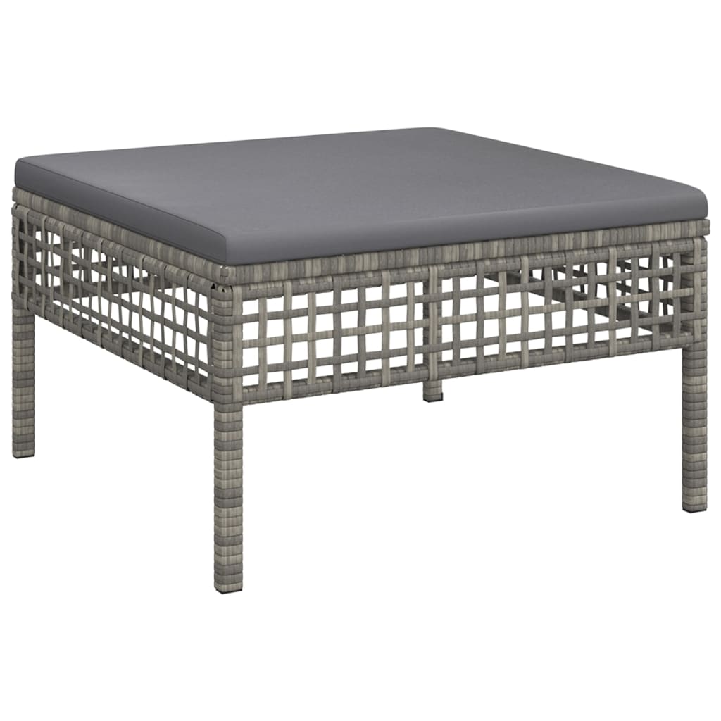 vidaXL 3-delige Loungeset met kussens poly rattan grijs