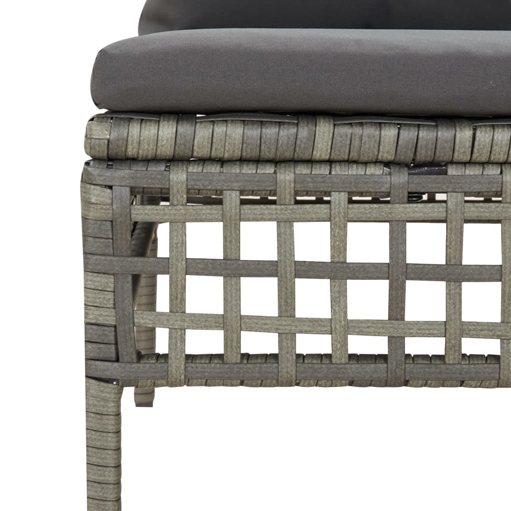 vidaXL 3-delige Loungeset met kussens poly rattan grijs