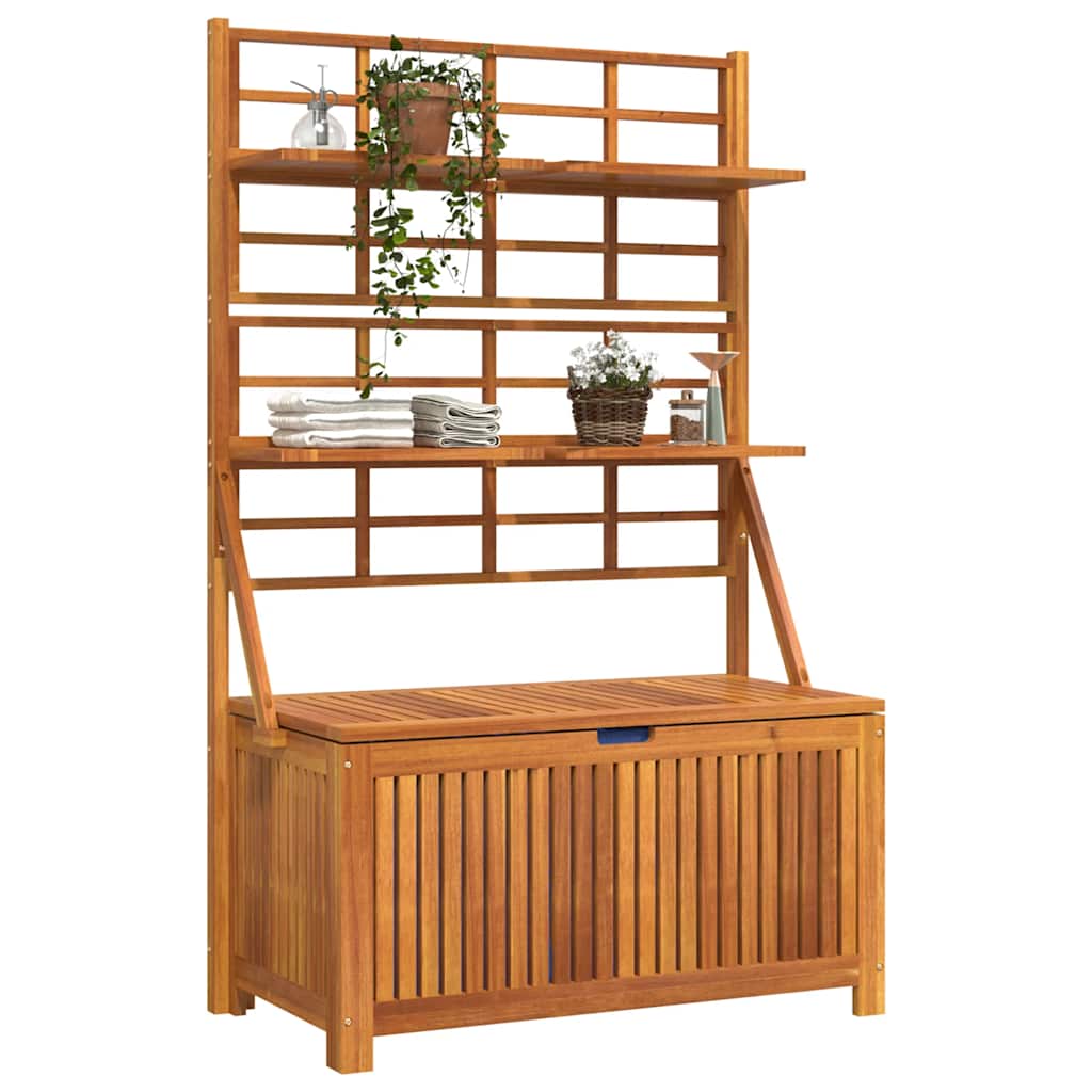 vidaXL Opbergbox met latwerk 99x50x160 cm massief acaciahout grijs