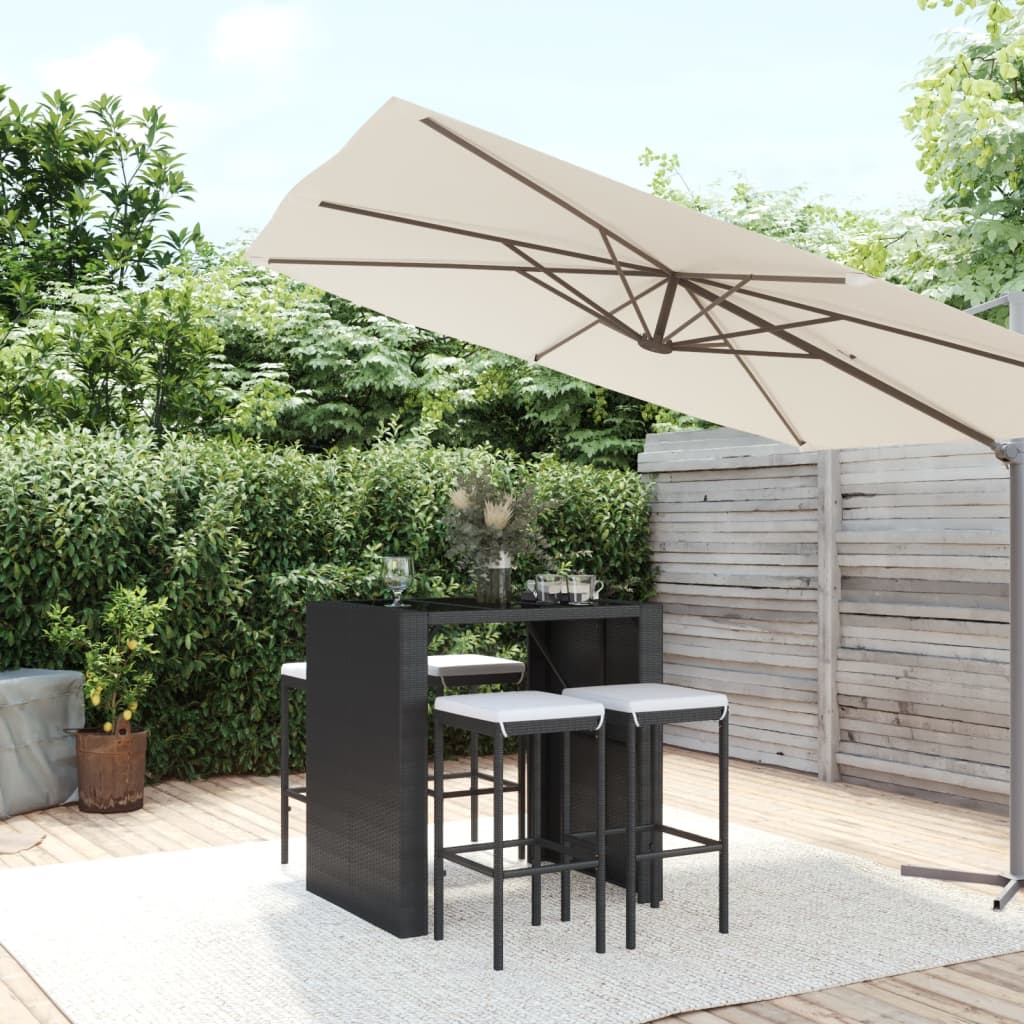 vidaXL 9-delige Tuinbarset met kussens poly rattan grijs