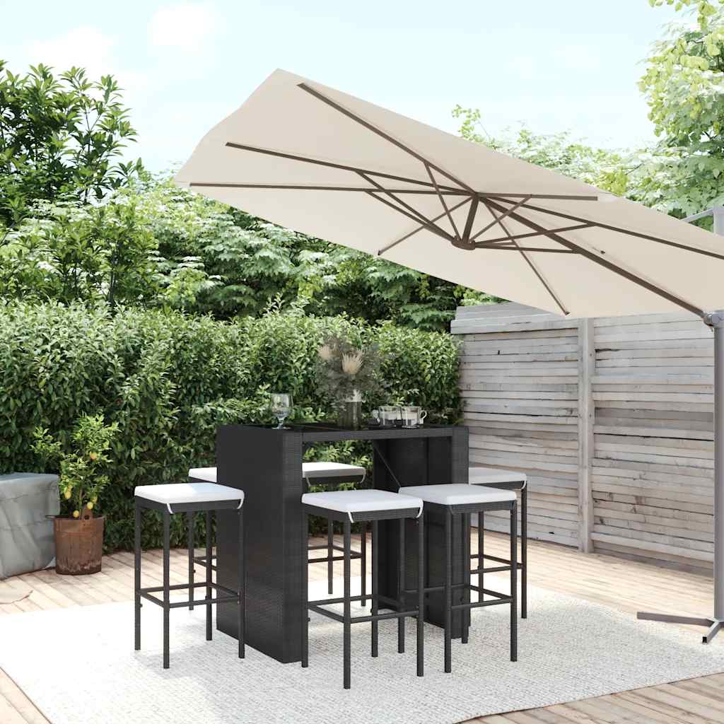 vidaXL 9-delige Tuinbarset met kussens poly rattan grijs