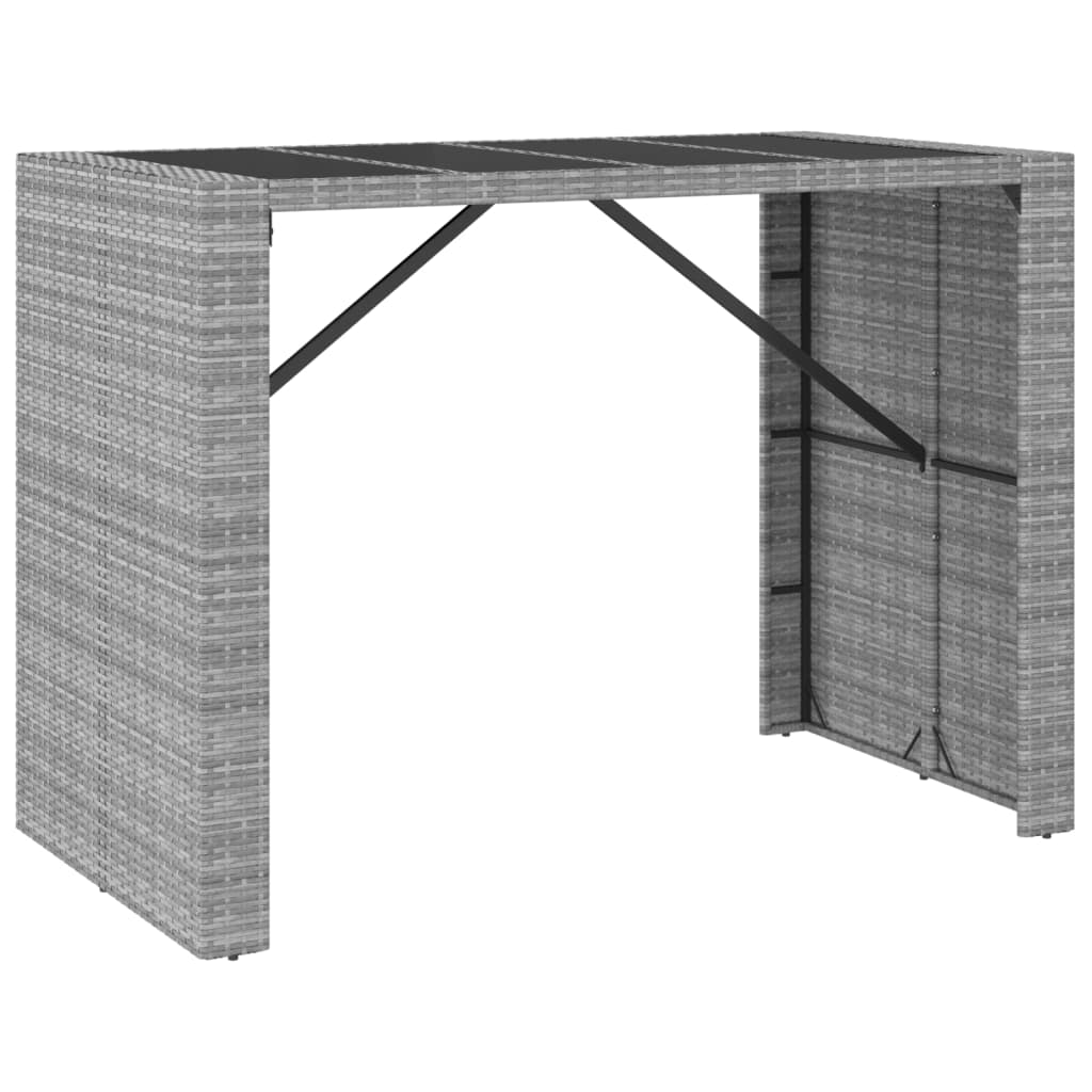 vidaXL 9-delige Tuinbarset met kussens poly rattan grijs
