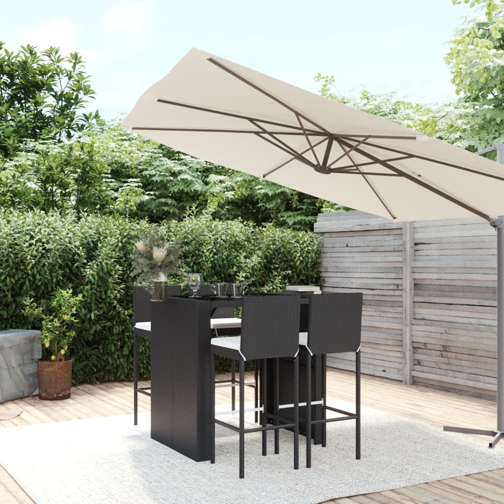 vidaXL 9-delige Tuinbarset met kussens poly rattan grijs