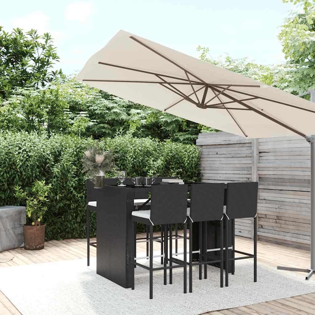 vidaXL 9-delige Tuinbarset met kussens poly rattan grijs