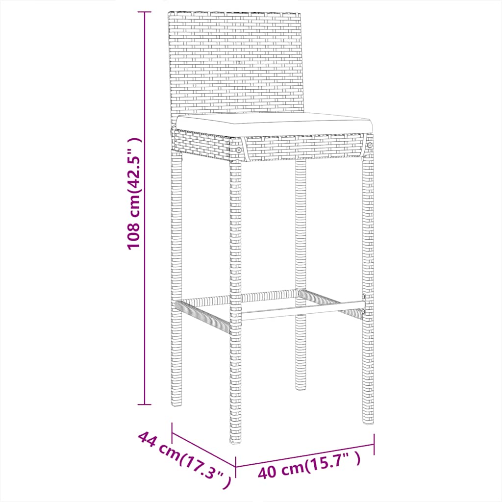 vidaXL 9-delige Tuinbarset met kussens poly rattan grijs