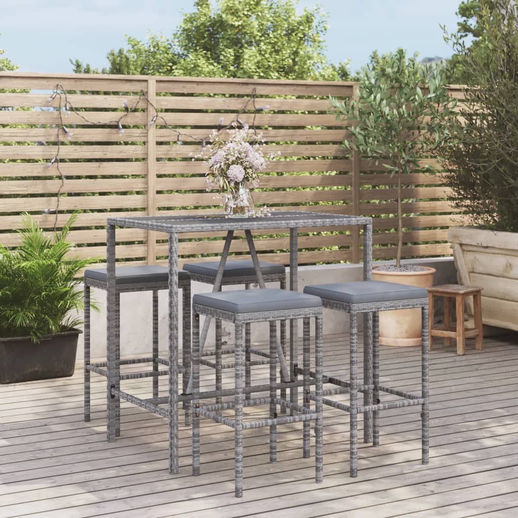 vidaXL 11-delige Tuinbarset met kussens poly rattan zwart