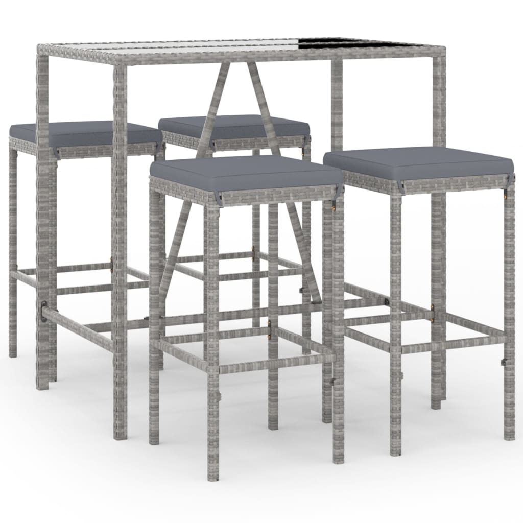 vidaXL 11-delige Tuinbarset met kussens poly rattan zwart