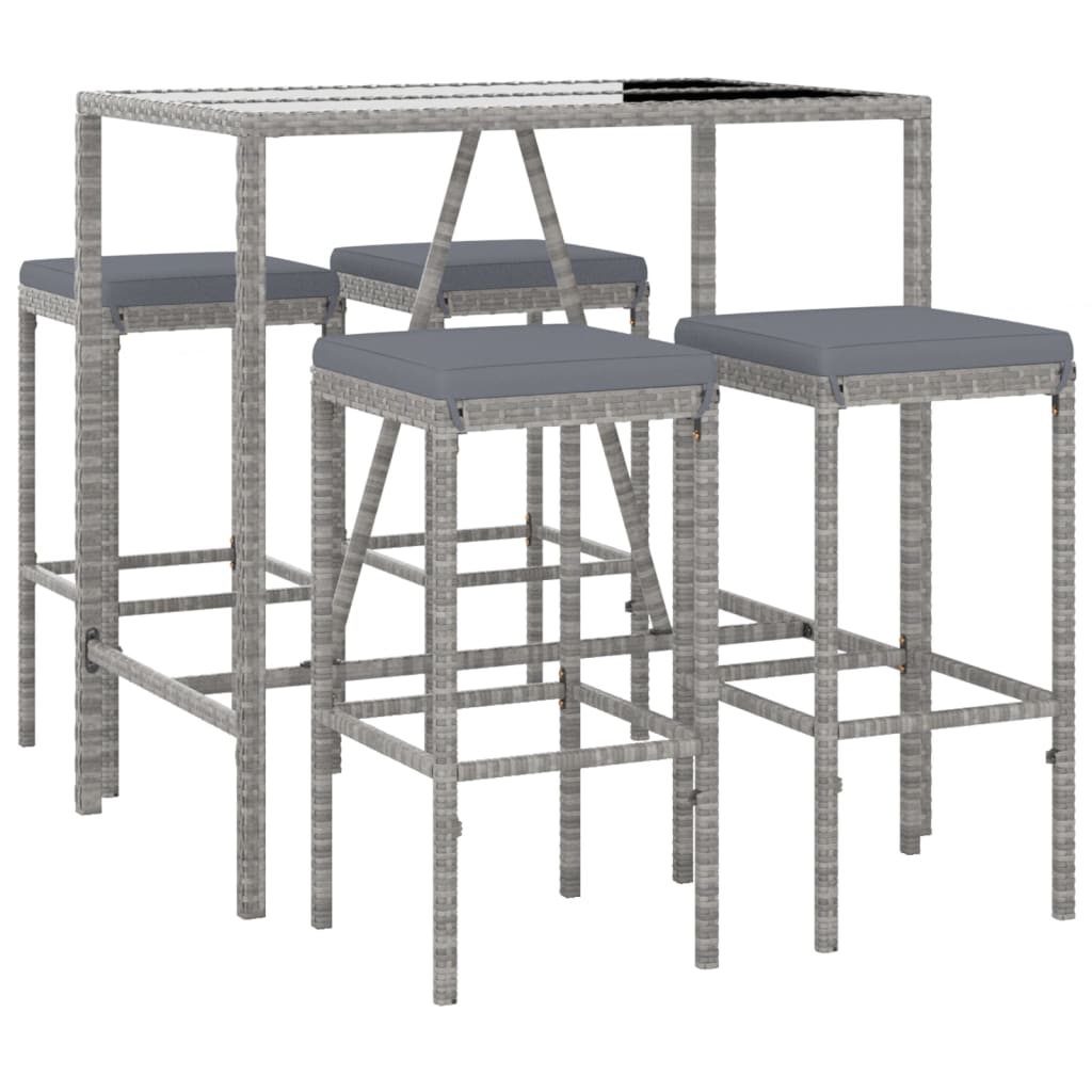 vidaXL 11-delige Tuinbarset met kussens poly rattan zwart