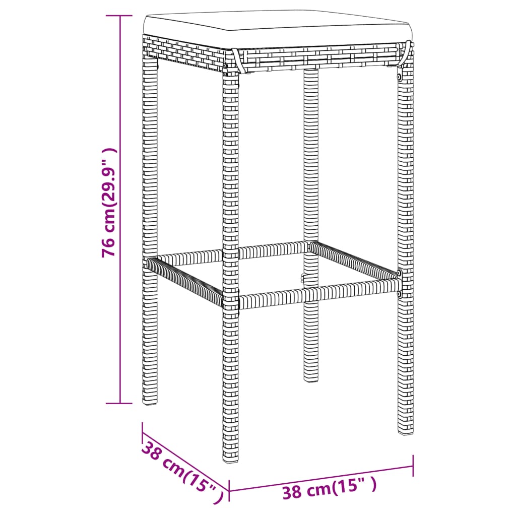 vidaXL 11-delige Tuinbarset met kussens poly rattan zwart