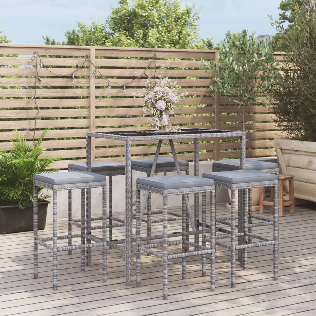 vidaXL 11-delige Tuinbarset met kussens poly rattan zwart