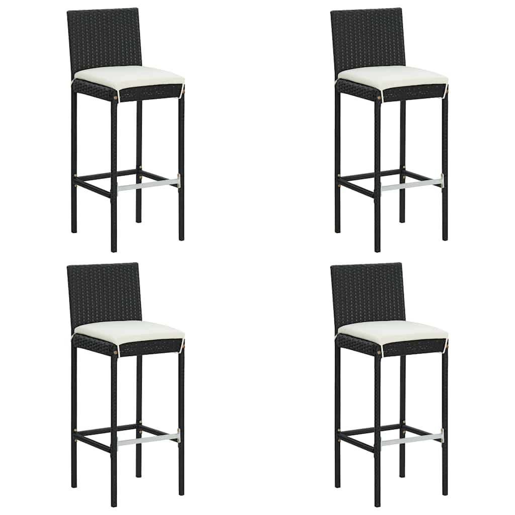 vidaXL 9-delige Tuinbarset met kussens poly rattan zwart