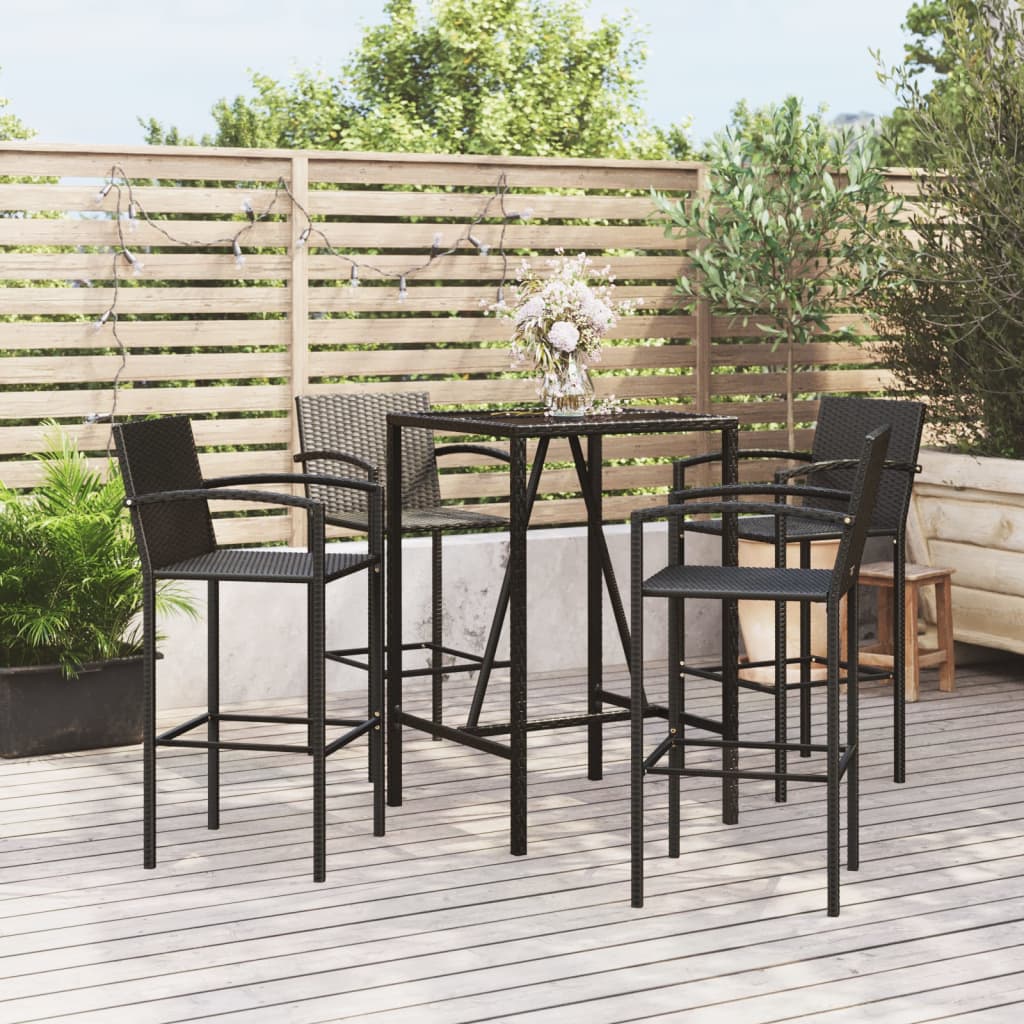 vidaXL 5-delige Tuinbarset poly rattan grijs