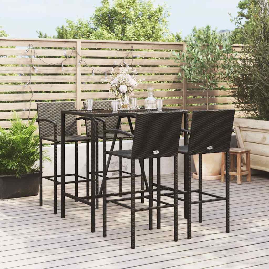 vidaXL 5-delige Tuinbarset poly rattan grijs