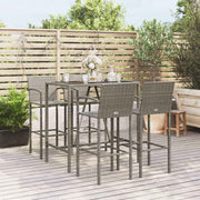 vidaXL 5-delige Tuinbarset poly rattan grijs