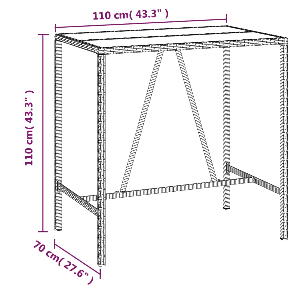 vidaXL 5-delige Tuinbarset poly rattan grijs