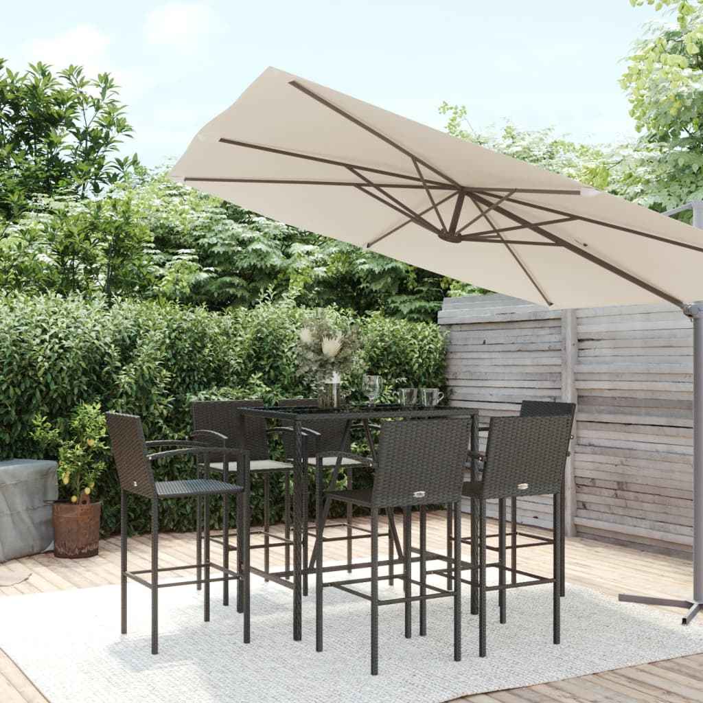 vidaXL 5-delige Tuinbarset poly rattan grijs