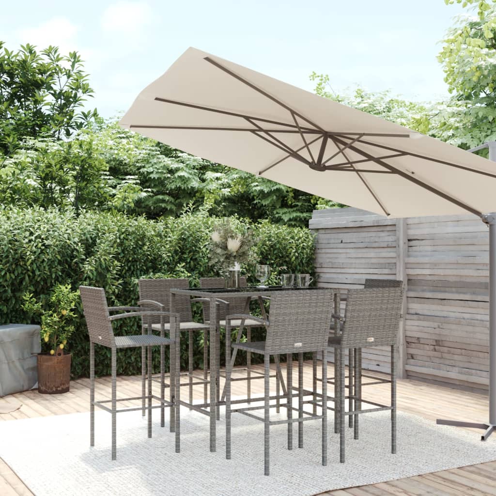 vidaXL 5-delige Tuinbarset poly rattan grijs