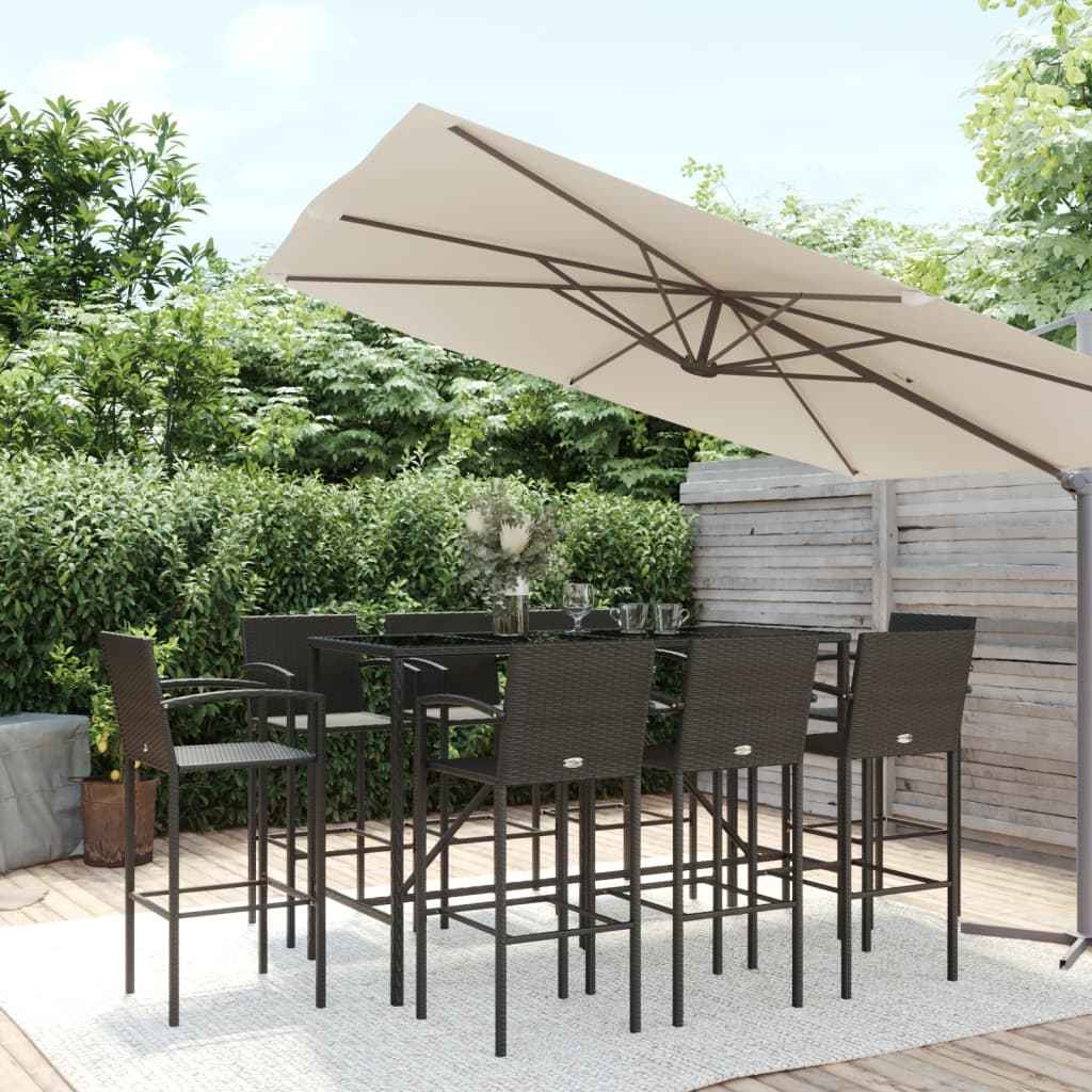 vidaXL 5-delige Tuinbarset poly rattan grijs