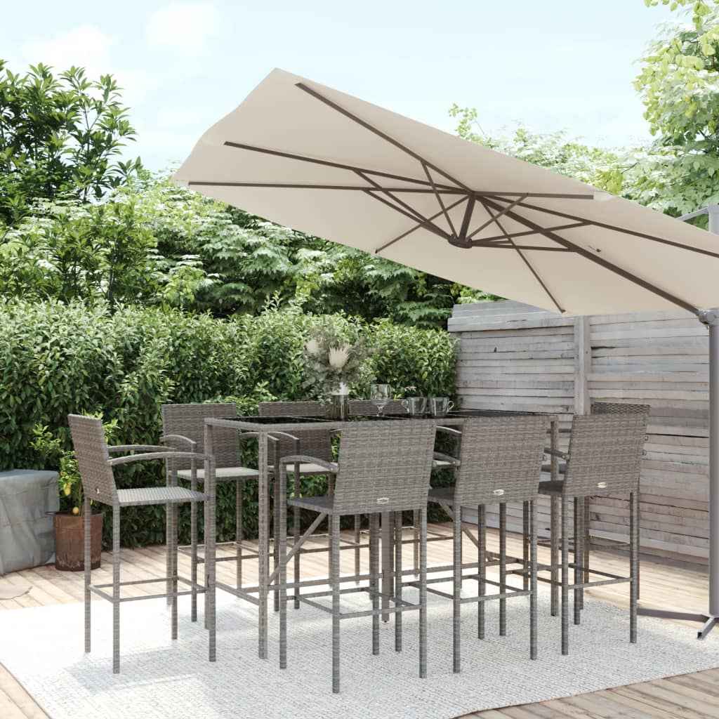 vidaXL 5-delige Tuinbarset poly rattan grijs