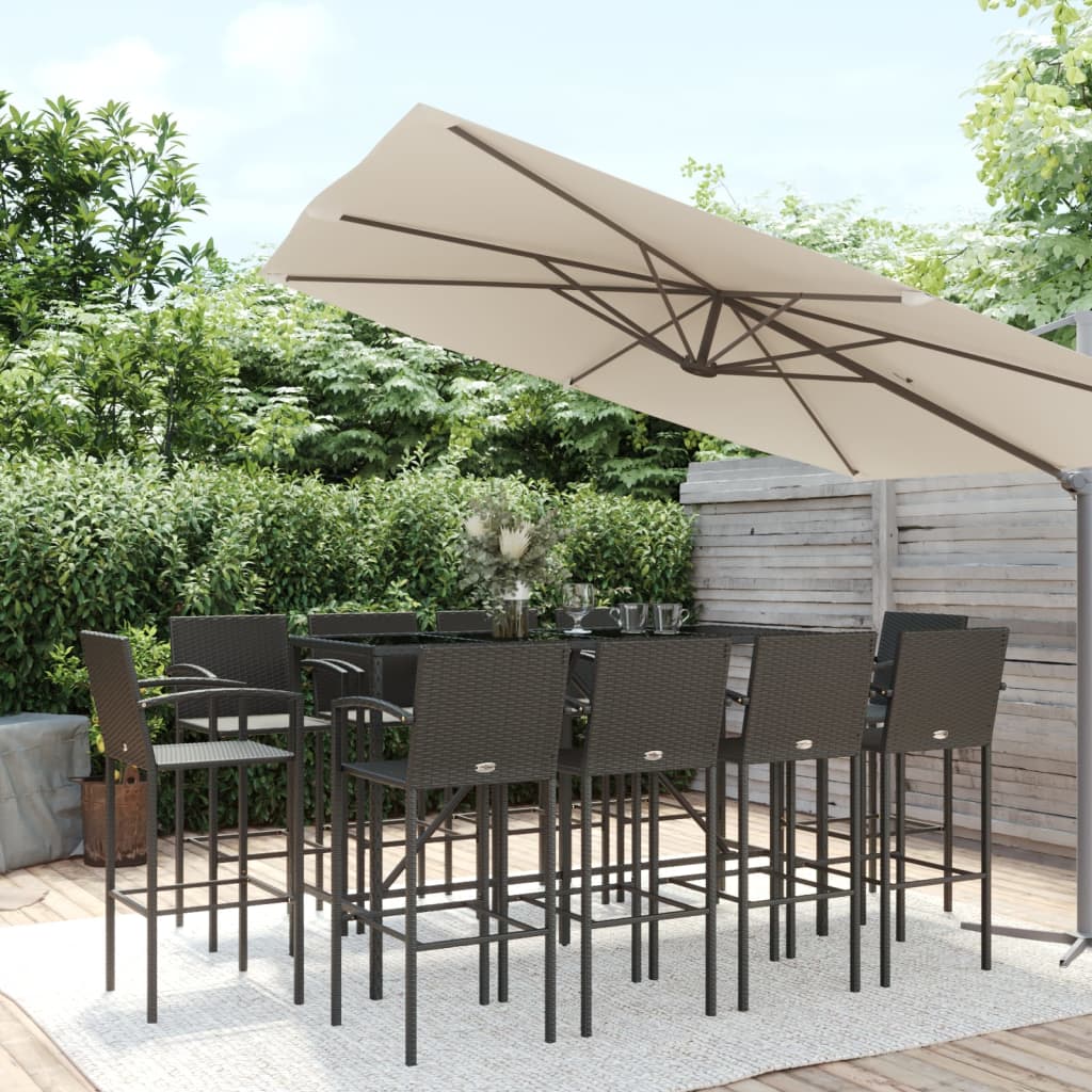 vidaXL 5-delige Tuinbarset poly rattan grijs