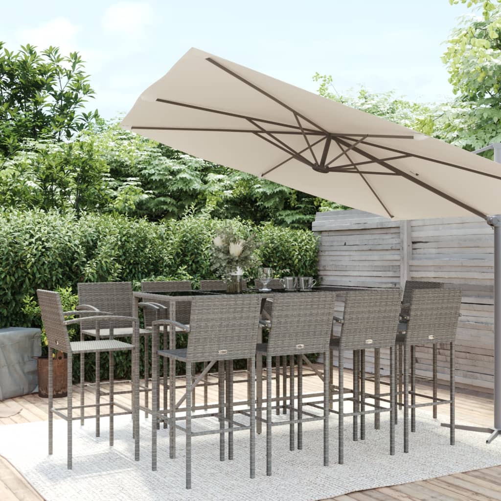 vidaXL 5-delige Tuinbarset poly rattan grijs