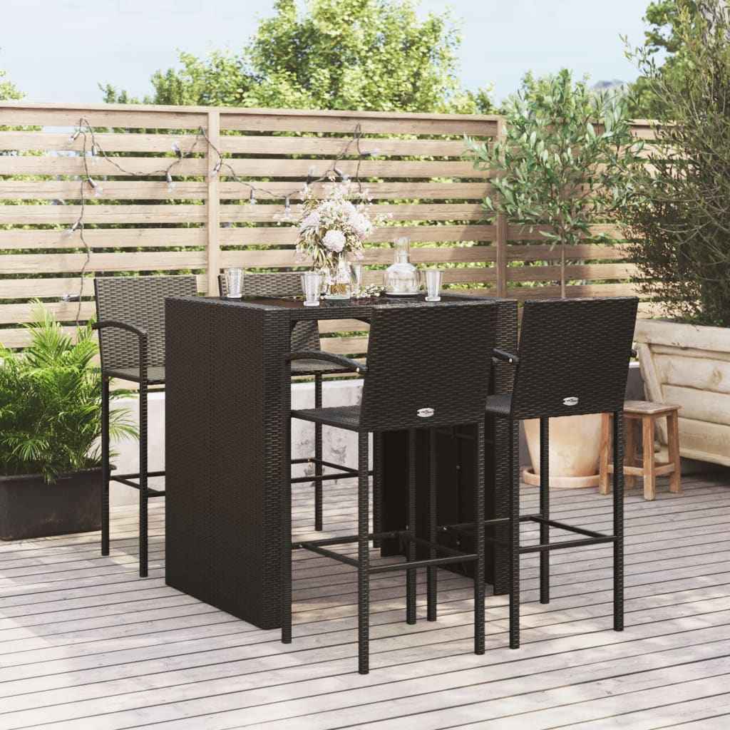vidaXL 5-delige Tuinbarset poly rattan grijs
