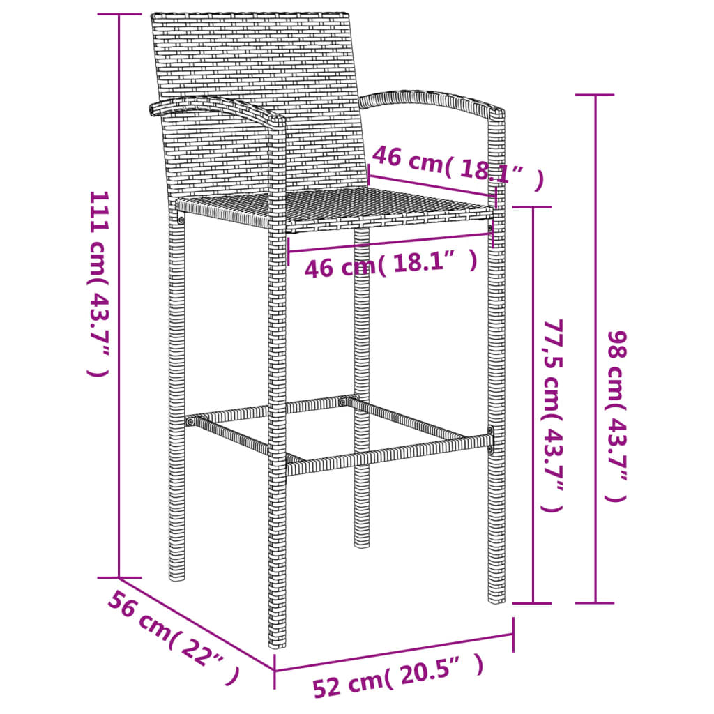 vidaXL 5-delige Tuinbarset poly rattan grijs