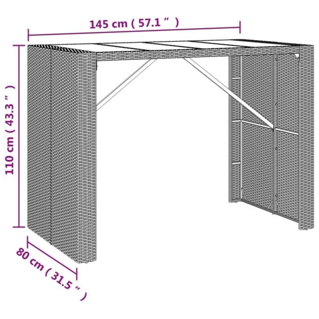 vidaXL 5-delige Tuinbarset poly rattan grijs