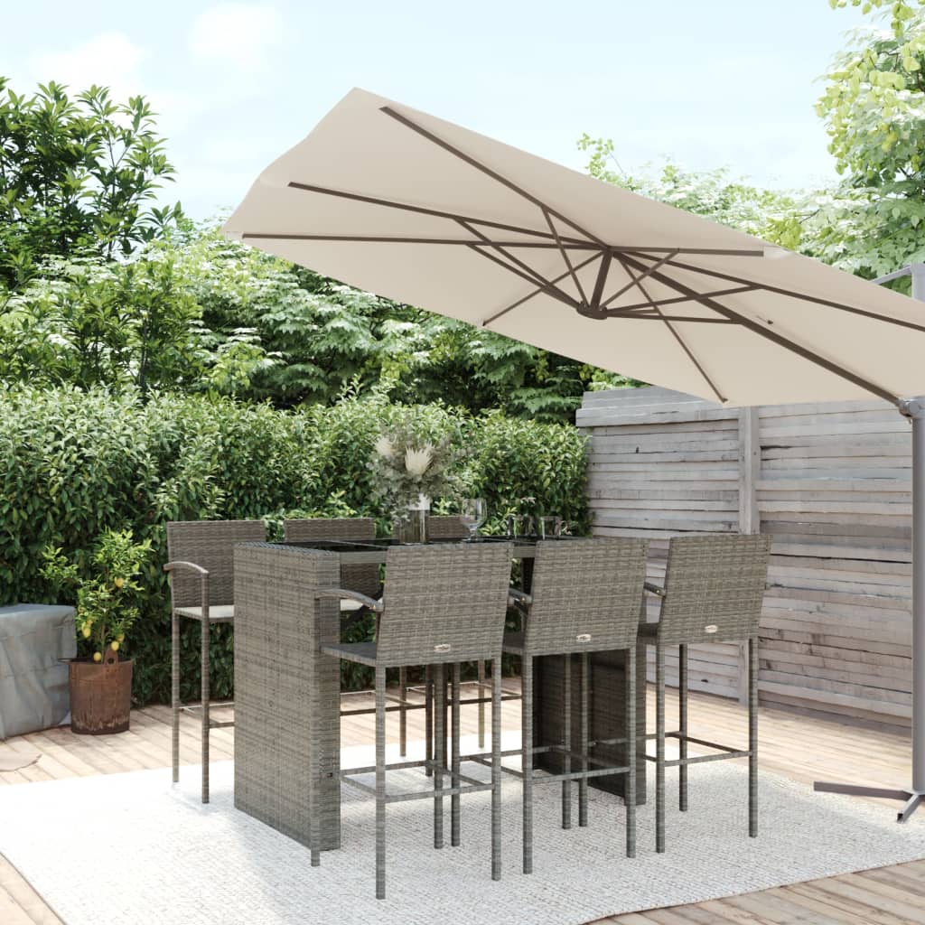 vidaXL 5-delige Tuinbarset poly rattan grijs