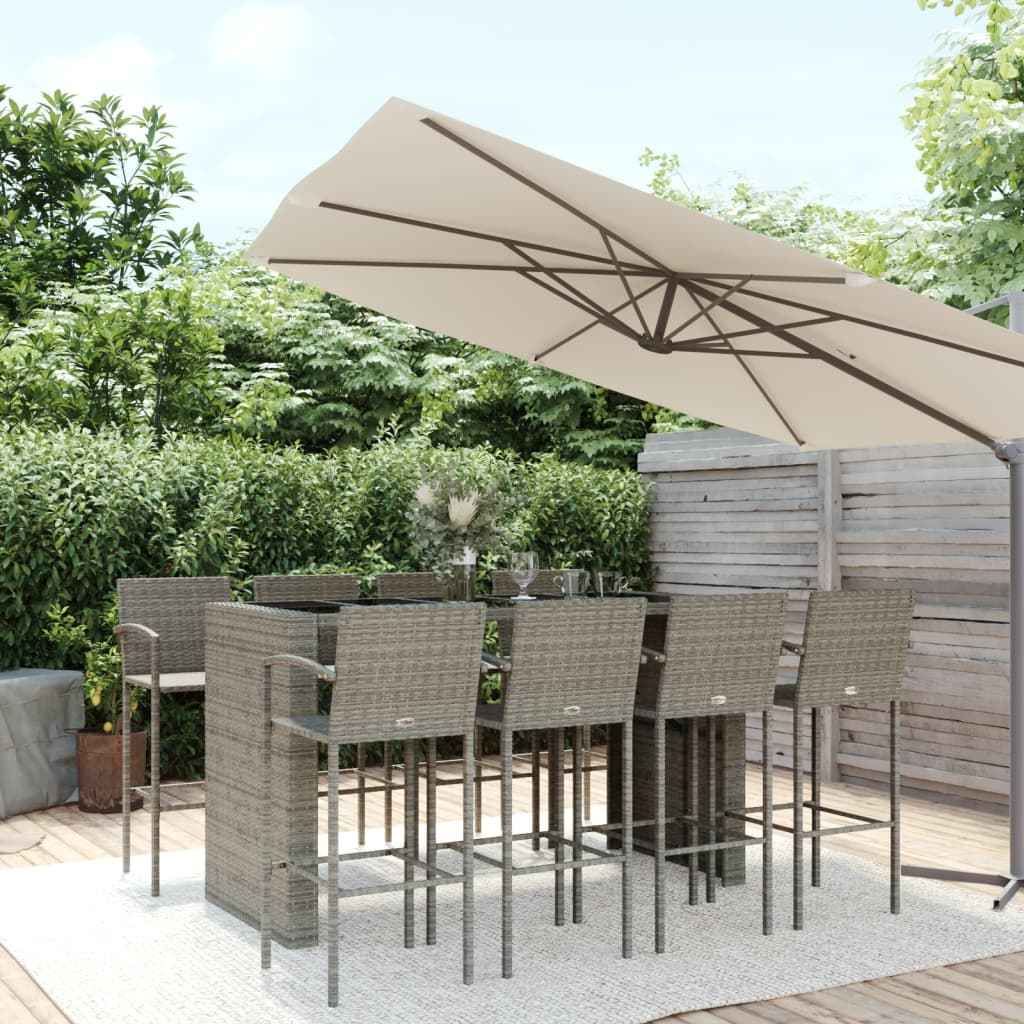 vidaXL 5-delige Tuinbarset poly rattan grijs