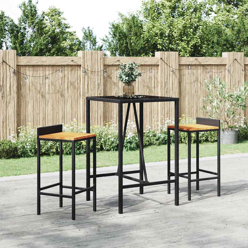 vidaXL 7-delige Tuinbarset poly rattan en massief acaciahout grijs