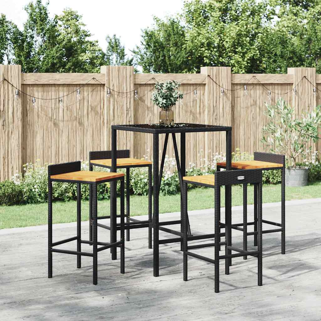 vidaXL 7-delige Tuinbarset poly rattan en massief acaciahout grijs