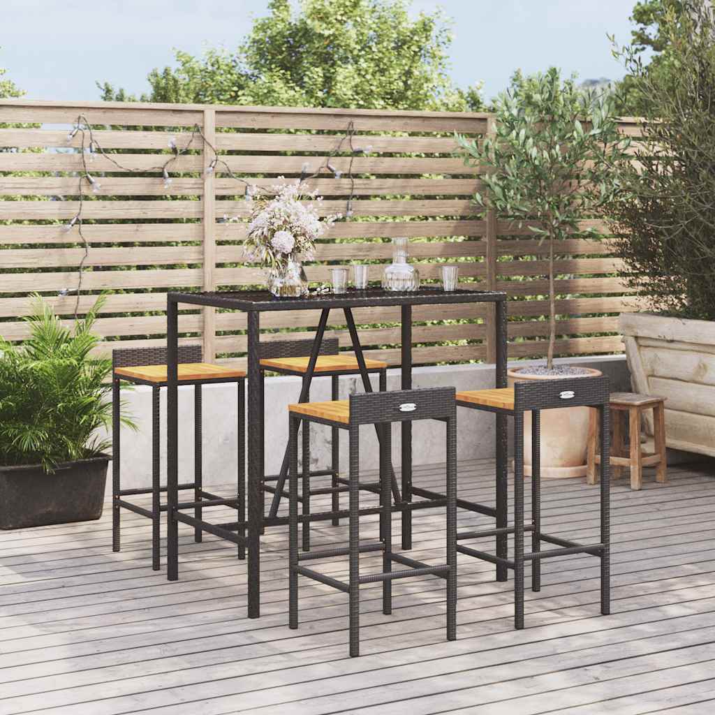 vidaXL 7-delige Tuinbarset poly rattan en massief acaciahout grijs