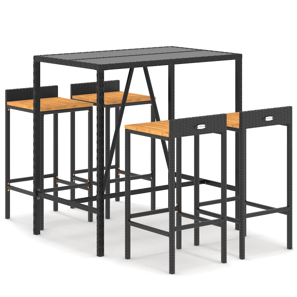 vidaXL 7-delige Tuinbarset poly rattan en massief acaciahout grijs