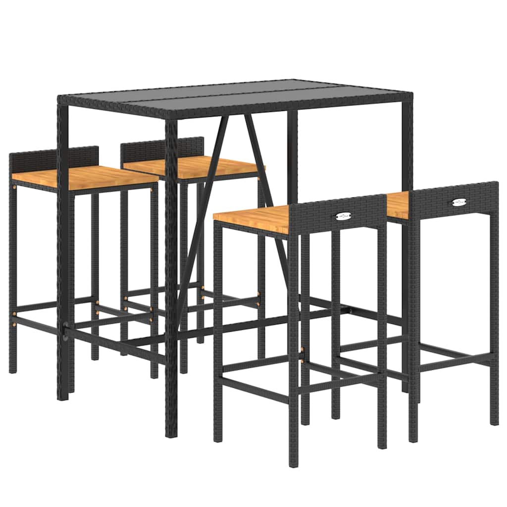 vidaXL 7-delige Tuinbarset poly rattan en massief acaciahout grijs