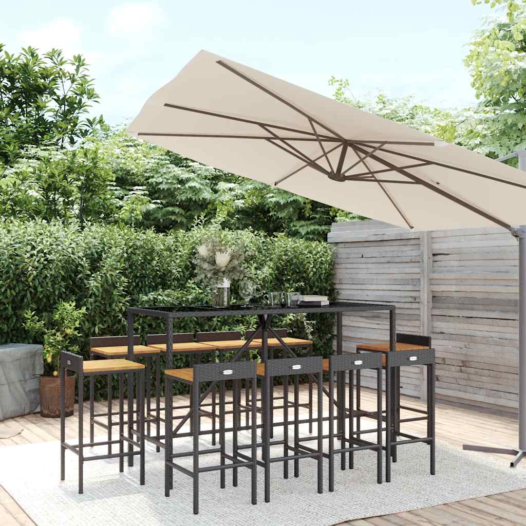 vidaXL 7-delige Tuinbarset poly rattan en massief acaciahout grijs