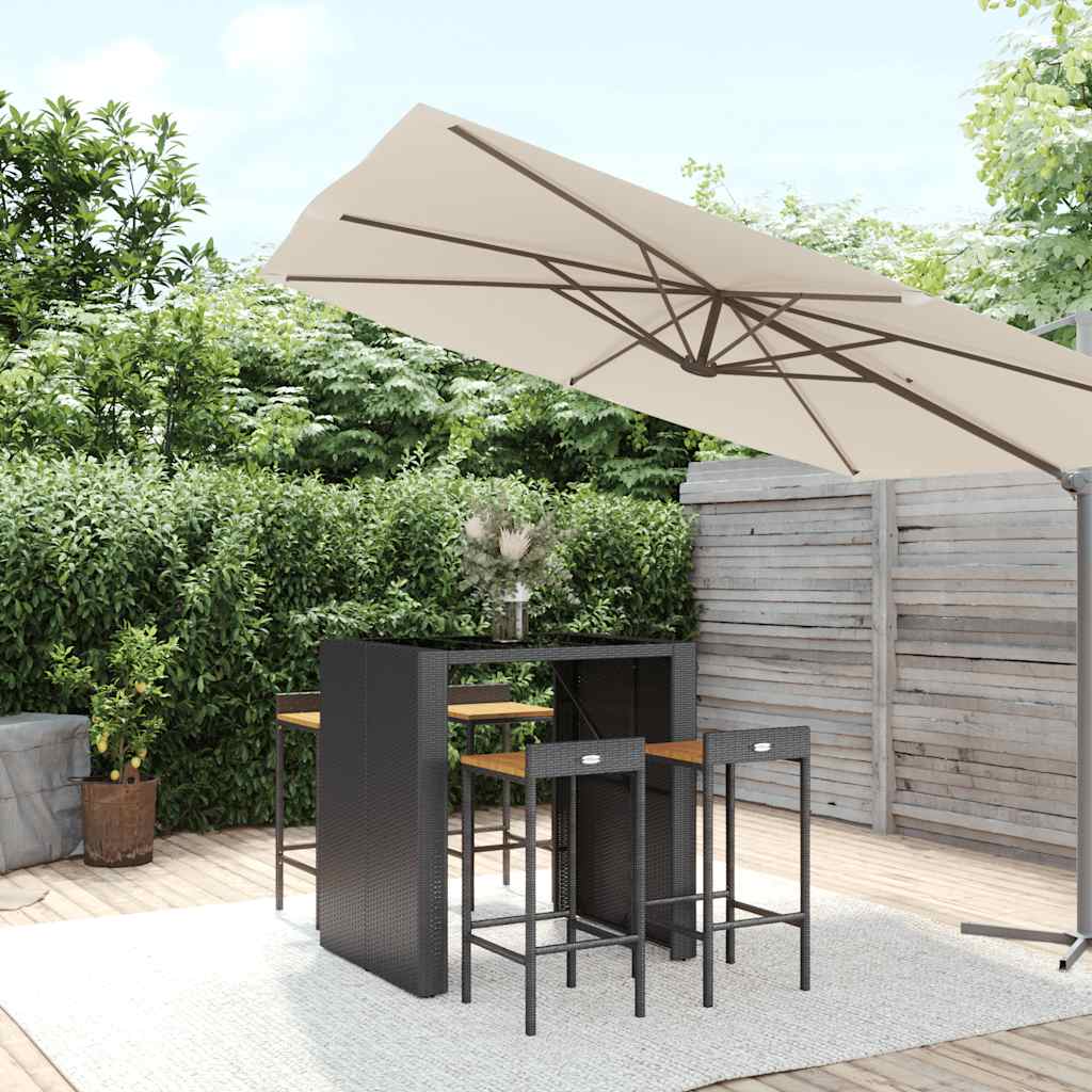 vidaXL 7-delige Tuinbarset poly rattan en massief acaciahout grijs
